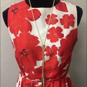 Eliza J Red Knee Length Sleeveless Tailored Dress